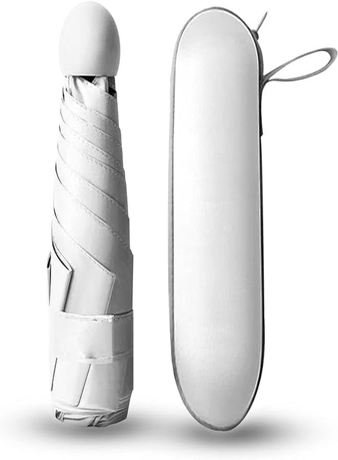 LANLOY Mini Umbrella With Case For Men & Women Manual Open Compact Travelling Umbrella, Polyester & Uv Protection Fabric For Summer/Anti-Slip Handle- Use in Rain&SUMMER Multicolor pcs1 (White) - Image 2